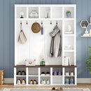Farmhouse Wooden Hall Tree with 6 Hooks