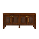 Lars Indoor Rattan Decorated Rubber Wood Dog Crate Cabinet Furniture by HouseOfZazla