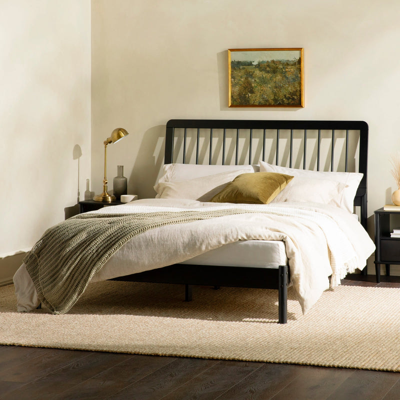 Cama Mid-Century Modern Solid Wood Spindle Bedframe