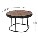 Irregular Coffee Table, 27" Modern MGO Top with Natural Wood & Black Metal Base by HouseOfZazla