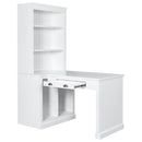 83.4"Tall 2 Bookshelf & 1 Writting Desk Suite,Modern Bookcase Suite with LED Lighting, Drawers,Study Desk and Open Shelves,3-Piece Set Storage Bookshelf for Living Room,Home Office,Study room,White