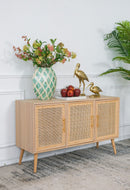 Wooden Accent TV Cabinet With 3 Doors - Brown by HouseOfZazla