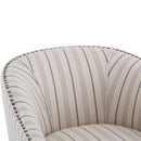 Transitional Upholstered Stripe Barrel Chair With Birch Wood Legs And Plush Cushioned Seat by HouseOfZazla