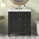 Bathroom Vanity With Top Sink, 2 Drawers & Tip Out Drawer