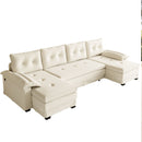 U-Shaped Sleeper Sofa With Pull Out Bed, Removable Armrests & USB Ports For Living Room by HouseOfZazla