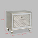 2 Drawer Nightstand With Diamond Patterned Fronts - Silver by HouseOfZazla
