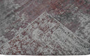 Red and Gray Modern Abstract Handmade Viscose Area Rug 6.6x8