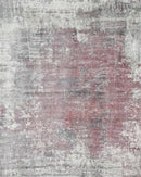 Red and Gray Modern Abstract Handmade Viscose Area Rug 6.6x8
