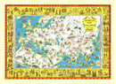 Vintage Medieval Map of East & West 1925