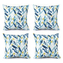 4 Pack Outdoor/Indoor Throw Pillows with Coastal Leaves Design