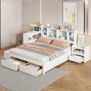 Platform Bed With Multi Functional Storage Space, Nightstand, 2 Drawers, USB Ports And Desk by Unique Piece Furniture
