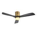 Flush Mount Ceiling Fan With 3 Solid Wood Blades Remote Control Reversible DC Motor For Living Room - Gold by Unique Piece Furniture
