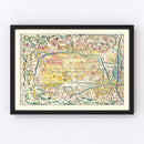 Vintage Map of Kyoto, Japan 1863