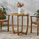 Outdoor Circular Wood Bistro Table With Curved Legs And Slat Panel Table Top - Teak