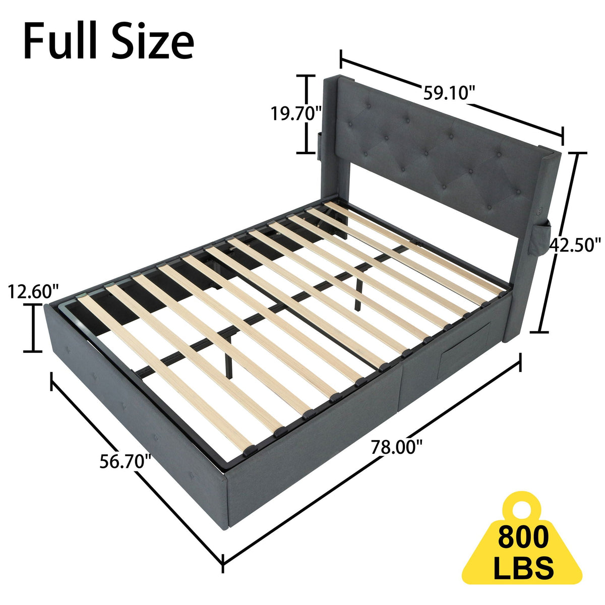 Bed With Gas Lift Storage, USB Ports, photo 9 of 20