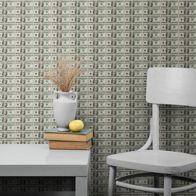 100 Dollar Bill Wallpaper Mural. Cash Money Wall Mural.