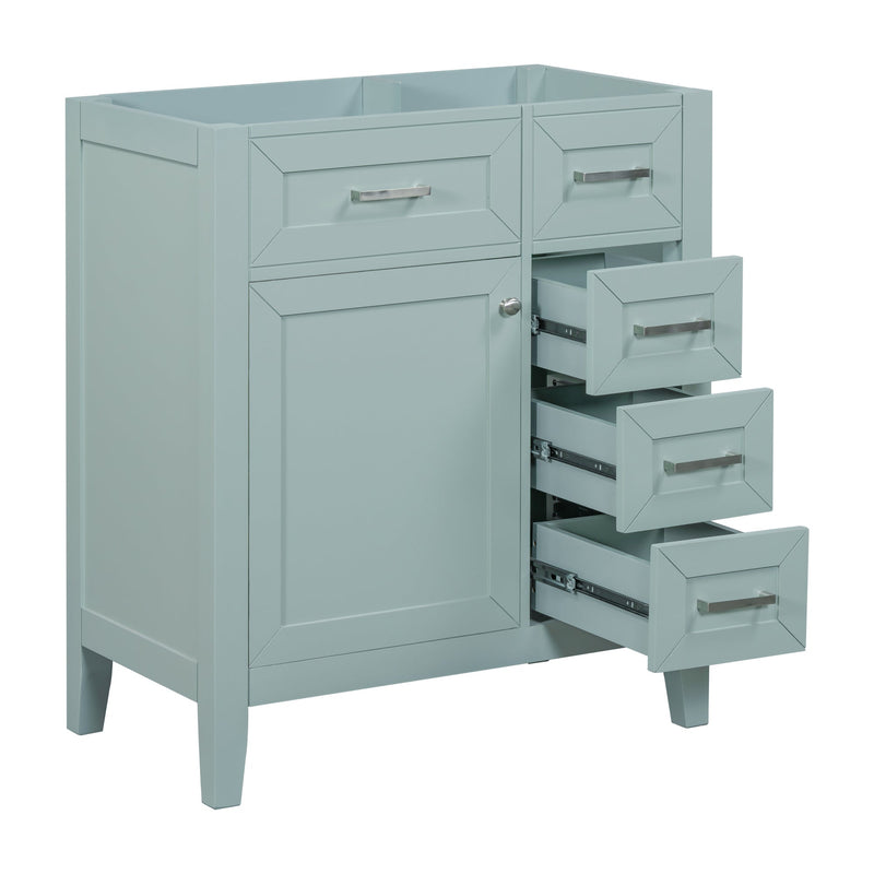 30" Bathroom Vanity without Sink, Cabinet Base Only, Bathroom Cabinet with Drawers, Solid Frame and MDF Board, Green