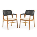 Outdoor Acacia Wood Dining Armchair With Cushion (Set of 2) by HouseOfZazla