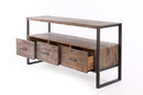 Reclaimed Wood Media TV Console Table With 3 Drarwer, Open Shelf - Antique Gray by HouseOfZazla