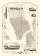 Vintage Map of New York City, New York 1851