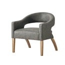 Upholstered Open Back Armchair With Weathered Rubberwood Legs by Unique Piece Furniture