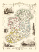 Vintage Map of Ireland 1851