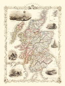Vintage Map of Scotland 1851