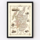 Vintage Map of Scotland 1851