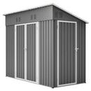 4x8 Slope-Roof Reinforced Storage Shed with Weatherproof Sloping Roof & 4 Air Vents, Heavy-Duty Sturdy Metal Frame, Left/Right Optional Door, Outdoor Tool Shed Warehouse for Garden Storage Pet House by Montret