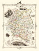 Vintage Map of Russia in Europe 1851