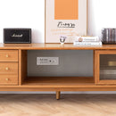 TV Cabinet With Chinese Changhong Glass Doors, Two Drawer Storage Space TV Standing - Cherry by Unique Piece Furniture