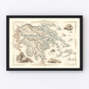 Vintage Map of Greece 1851