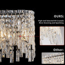 Silver Elegant Oval Crystal Chandelier, Modern Ceiling Light Fixture with Reflective Hanging Crystals for Dining Room, Living Room, and FoyerS (Bulbs Not Included)