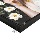 Beauty Lady Wall Art Gold and White Floral Canvas 24x36 Inch by HouseOfZazla