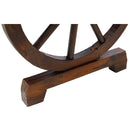 Rustic Country 2 Person Wooden Wagon Wheel Bench With Slatted Seat And Backrest - Brown by HouseOfZazla