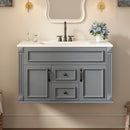 36 Inch Wall Mounted Bathroom Cabinet with Ceramic Sink and Drawers by HouseOfZazla