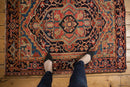 3.5x4.5 Vintage Heriz Square Rug