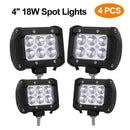 4 PCS 4Ó 18W Dual Row LED Waterproof Spot Light Pod Cube Light