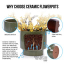 3 Pieces Ceramic Flowerpot Set - Antique Light Green