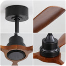 48" Ceiling Fan Without Light, 3 Solid Wood Blades Outdoor Ceiling Fan 6 - Speed Reversible DC Motor For Living Room - Black by Unique Piece Furniture