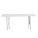 Modern Minimalist Dining Table With Imitation Marble Glass Desktop And Metal Legs
