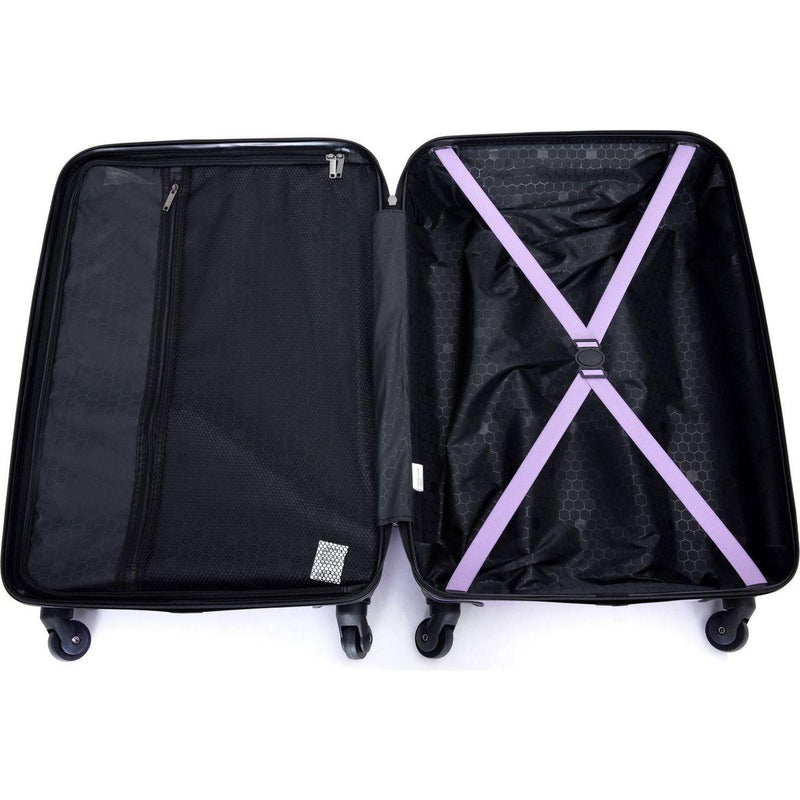 3 Piece Luggage Sets ABS Lightweight Suitcase with Two Hooks, Spinner Wheels, TSA Lock, (20/24/28), LIGHT PURPLE