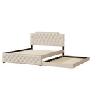 Upholstered Platform Bed With Trundle And 2 Sets Of USB Ports On Each Side, Fabric by Unique Piece Furniture