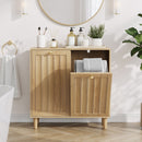 Sloping Laundry Basket With Removable Inner Bin, Concealed Storage Cabinet For Bathroom - Oak by HouseOfZazla