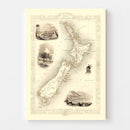 Vintage Map of New Zealand 1851