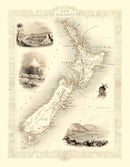 Vintage Map of New Zealand 1851