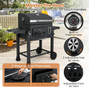 24-Inch Barrel Charcoal Grill with 2 Folding Side Tables and 544 sq.in Cooking Area by LJGDeals