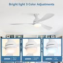 52" Low Profile Ceiling Fan with Lights, Quiet Reversible DC Motor, Dimmable LED by HouseOfZazla