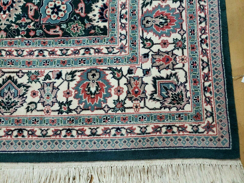 8' X 10' Handmade Indian Oriental Wool Rug Carpet Organic Dye Forest Green Nice
