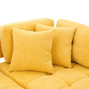 91.73" L-shaped Sofa Sectional Sofa Couch with 2 Stools and 2 Lumbar Pillows for Living Room, Yellow
